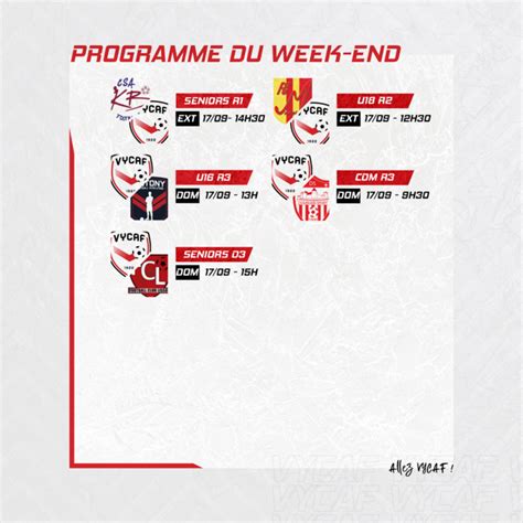 Programme Du Week End Val Yerres Crosne Association Football