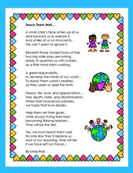 Kindergarten Teacher Appreciation Poems