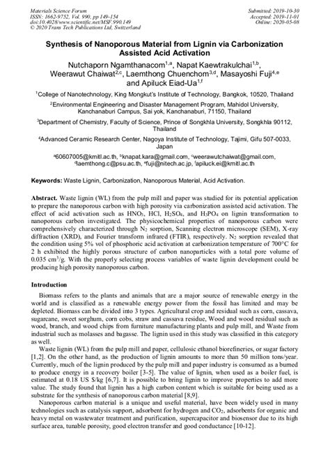 Synthesis Of Nanoporous Material From Lignin Via Carbonization Assisted