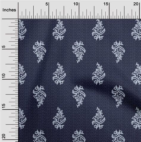 Oneoone Silk Tabby Fabric Leaves Floral Block Print Fabric By The