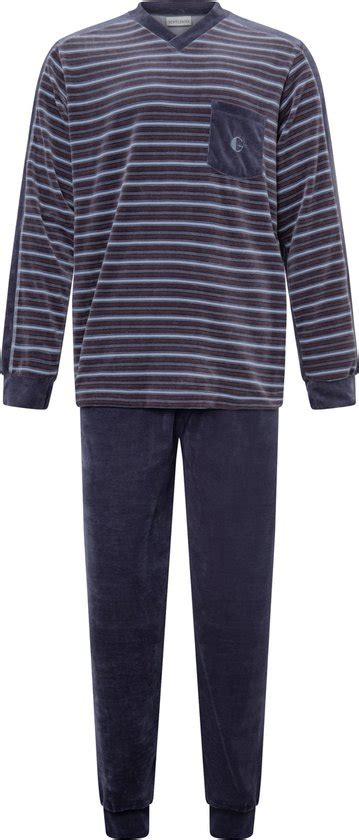 Heren Pyjama Gentlemen 114216 Velours V Hals L Bol