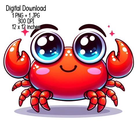 Crab Cute Red Adorable Children Clipart Illustration Commercial Use ...