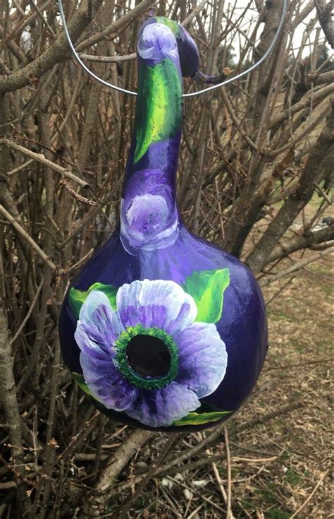 Lavender Rose Handpainted Gourd Birdhouse Etsy Gourds Birdhouse