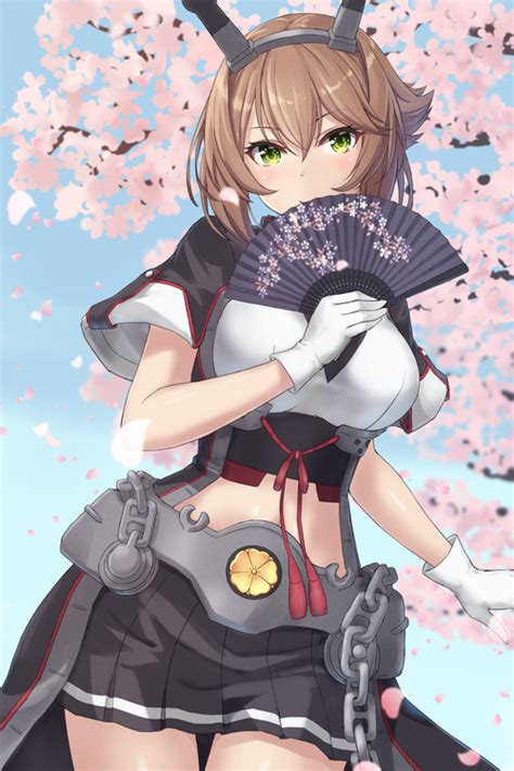 Anime Mutsu Kantai Collection Solo Fan Art Brunette Fans HD Phone Wallpaper Rare Gallery