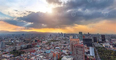 Panoramic View Of Mexico City From The Observation Deck At The Top Of