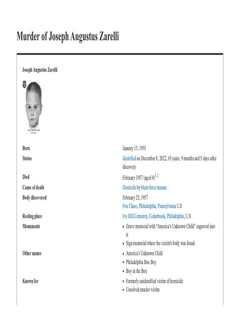 Murder of Joseph Augustus Zarelli (Wikipedia) | PDF