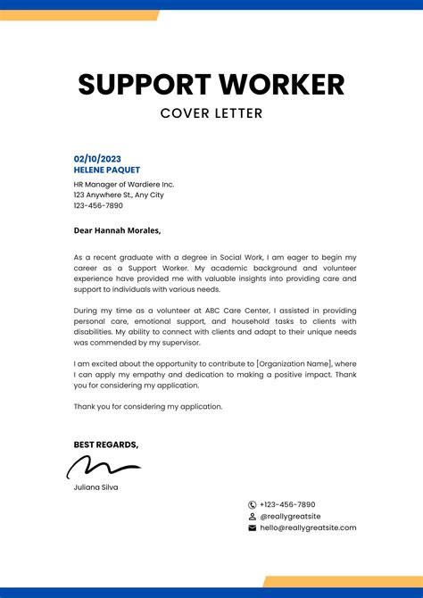 5 Support Worker Cover Letter Examples And Templates In 2025 Resumekraft