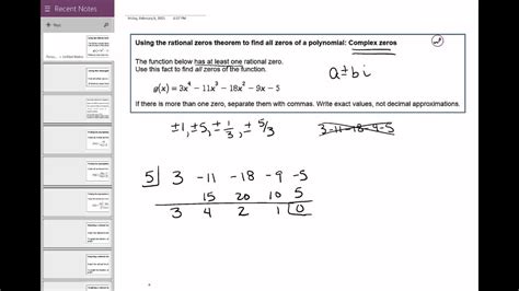 17 07 Using The Rational Zeros Theorem To Find All Zeros Of A