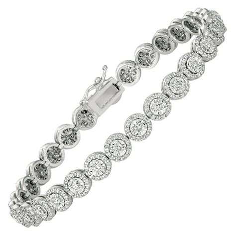 7 50 Carat Natural Diamond Flower Bracelet G Si 14k White Gold For Sale