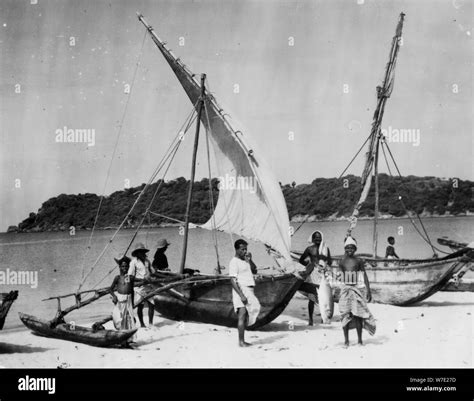 Fishing Boats Trincomalee Ceylon 1945 Artist Unknown Stock Photo