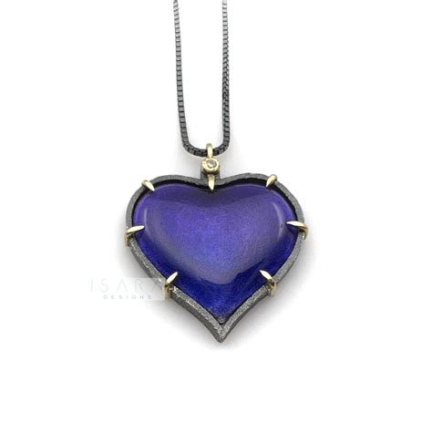 Purple Heart Necklace | Diamond Gold & Enamel | Isara Designs