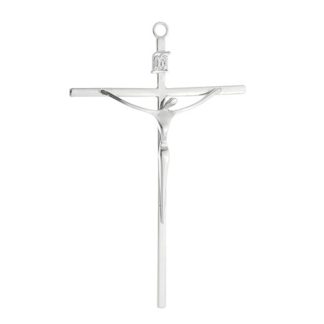 Crucifixo Estilizado De Parede Em Metal Prata 19 7cm Lirio Do Vale