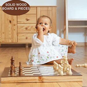 Wooden Chess Set for Kids and Adults – 17 in Staunton Chess Set - Large Folding Chess Board Game ...