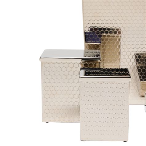 Temara Honeycomb Textured Stainless Steel Bathroom Accessories (Shiny