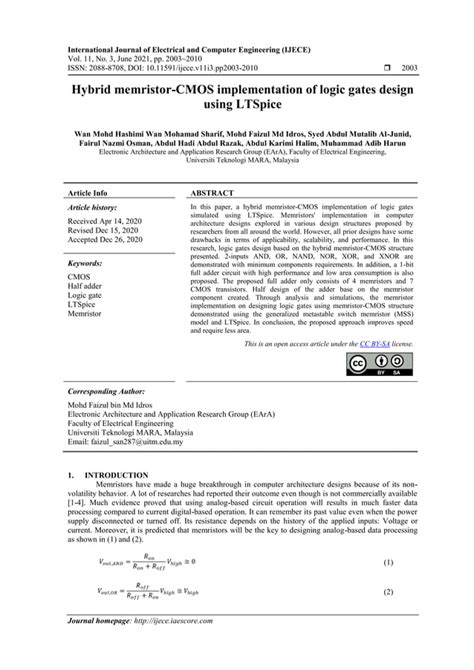 Hybrid Memristor CMOS Implementation Of Logic Gates Design Using