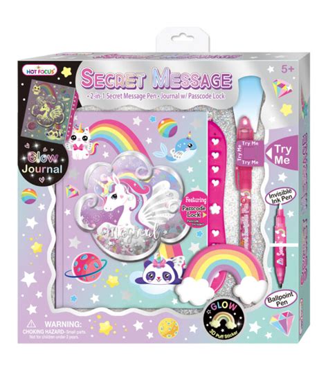 Hot Focus Secret Diary With Passcode Lock 2 In 1 Secret Message Pen Glow In The Dark Unicorn