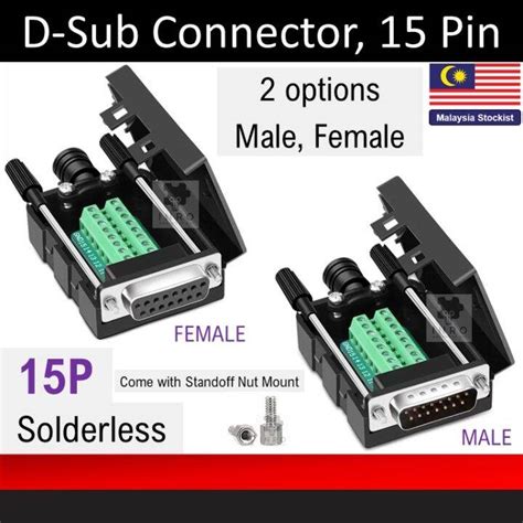 15p Solderless Male Female Db15 Da15d Sub Solderless Connector 15