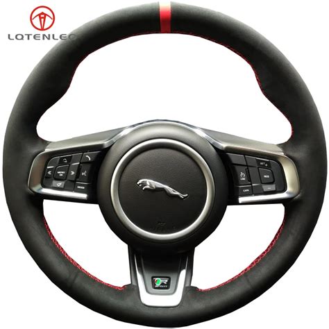 Lqtenleo Black Suede Diy Car Steering Wheel Cover For Jaguar Xel Xfl