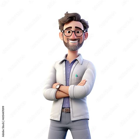 D Cute Cartoon Male Teacher Character On Transparent Background