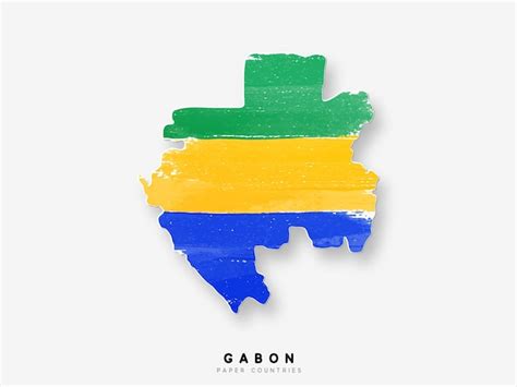 Gabón Mapa Detallado Con Bandera Del País Pintado En Colores De