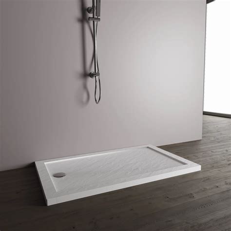 Piatto Doccia 70x170 Cm In Acrilico Effetto Pietra Bianco Petra