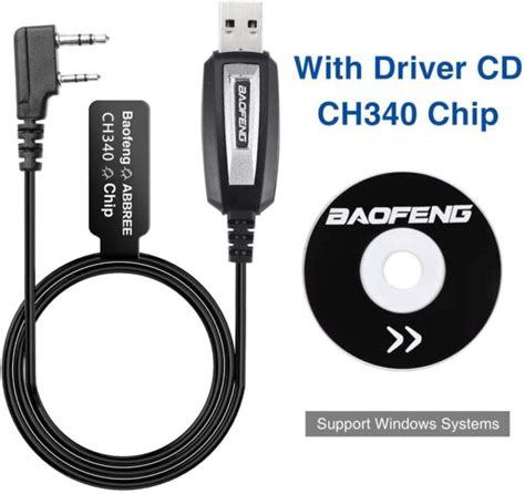 Baofeng CH340 Win10 USB Programming Cable For Two Way Radio Top Two