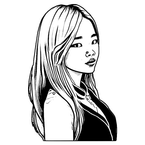 Coloriage pour fille coréenne blonde Creative Fabrica