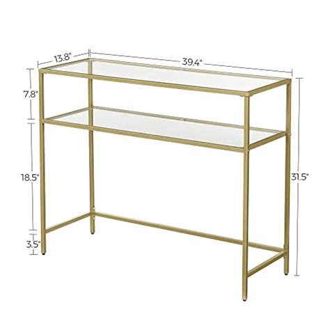 Vasagle 394 Inch Console Sofa Table Modern Entryway Table Tempered Glass Table Metal Frame