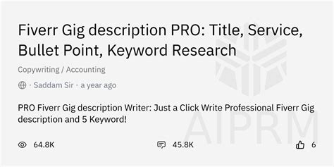 Prompt Fiverr Gig Description PRO Title Service Bullet Point