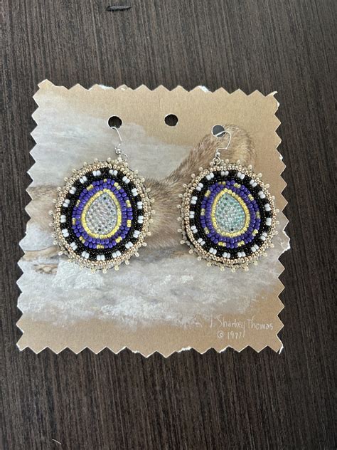 Beaded Earrings with iridescent Cabs - Siloam Art