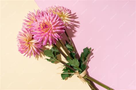 Premium Photo Festive Flower Bouquet Over Pastel Pink Background Copy