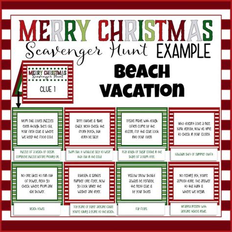 A Merry Christmas Scavenger Hunt Example For Beach Vacation With Santa