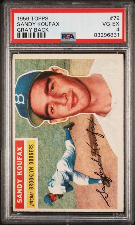 1956 Topps 79 Sandy Koufax PSA 4 VG EX Gray Back Brooklyn Dodgers EBay