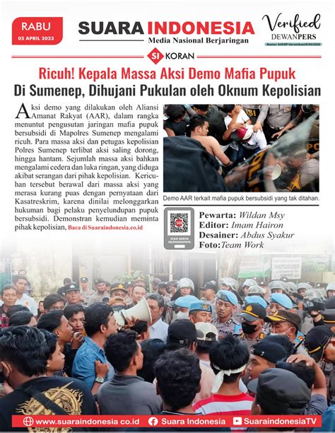 Edisi Kamis 06 April 2023 Suara Indonesia