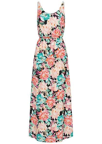 Cloud Ive Dames Viscose Maxi Jurk Met Bloemenprint Zwart Multicolour