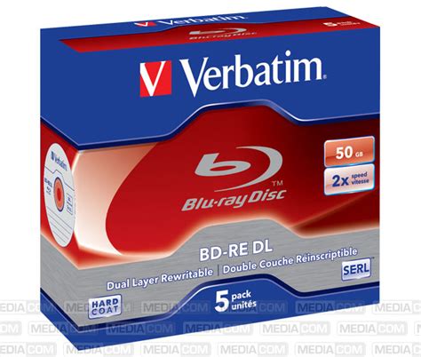 VERBATIM BD-RE DL 50GB/1-2x Jewelcase (5 Disc) White Blue Surface, Hard ...