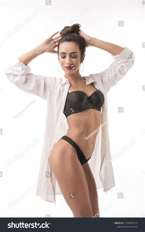 Beautiful Brunette Bikini Isolated Shot Stock Photo 1230787513 Shutterstock