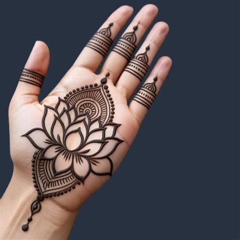 lotus mehndi design latest ideas   hand front hand