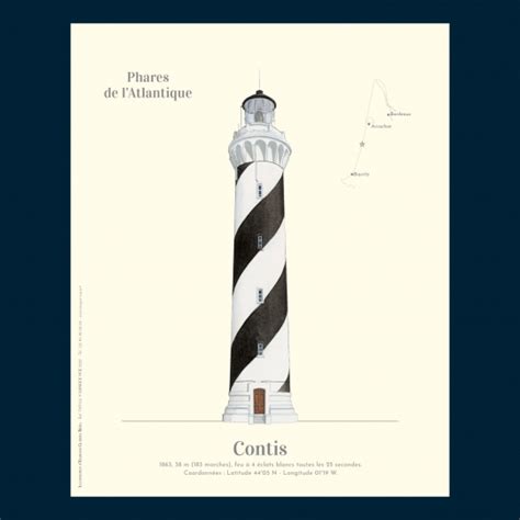 Affiche illustrée - Contis - Collection Phares de l'Atlantique