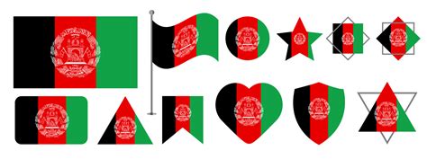 Afghanistan flag design. Afghanistan national flag vector design set ...