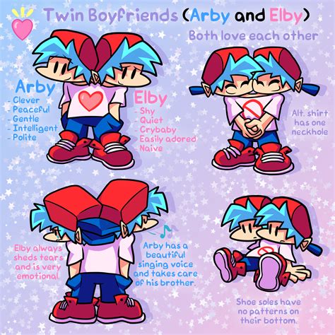 FNF AU - Twin Boyfriends (reference sheet) by SupaRedPikachu on Newgrounds