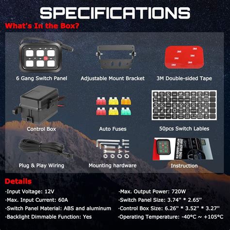 Gang Switch Panel Automatic Dimmable Offroadtown Universal