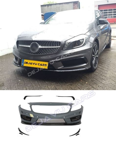 Front Bumper Aero Kit For Mercedes A Class W176 Facelift Amg Line 2015 2018 Splitters Fins Gloss