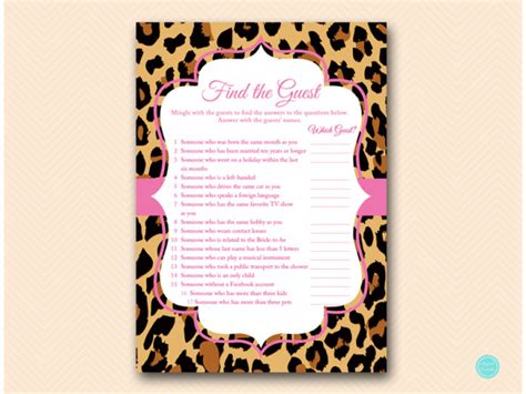 Hot Pink Leopard Bridal Shower Games Magical Printable