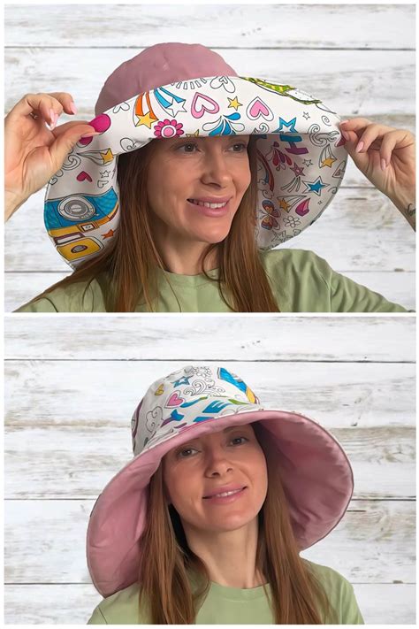 Reversible Wide Brim Sun Hat Sewing Pattern And Instructions Reversible Bucket Hat Beach