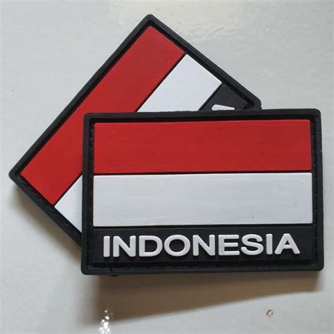 Jual Patch Rubber Logo Bendera Merah Putih Tulisan Indonesia 3d