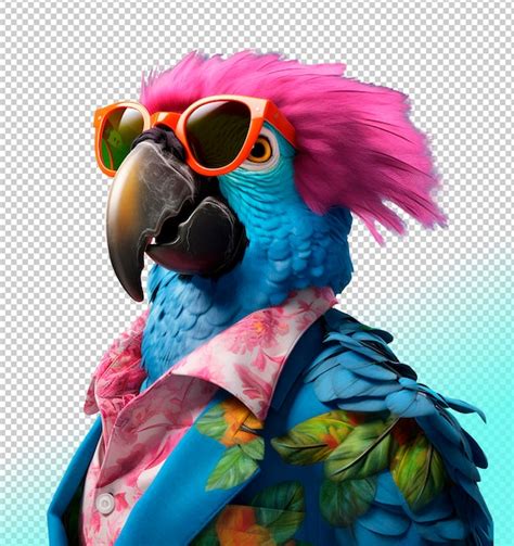 Loro Psd Con Camisa Hawaiana Y Gafas De Sol Archivo Psd Premium