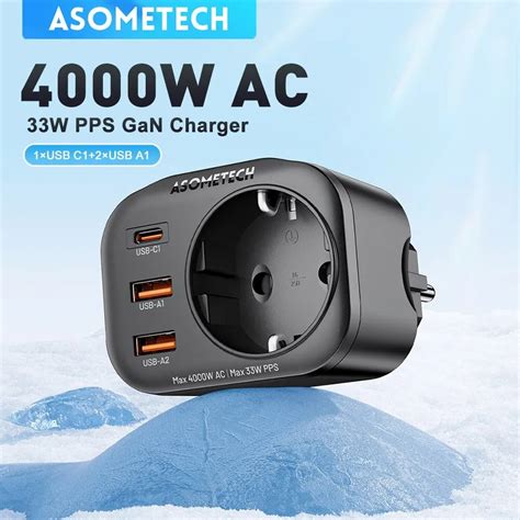 Asometech W Gan Charger Pps Pd Usb C Charger Wall Socket With W