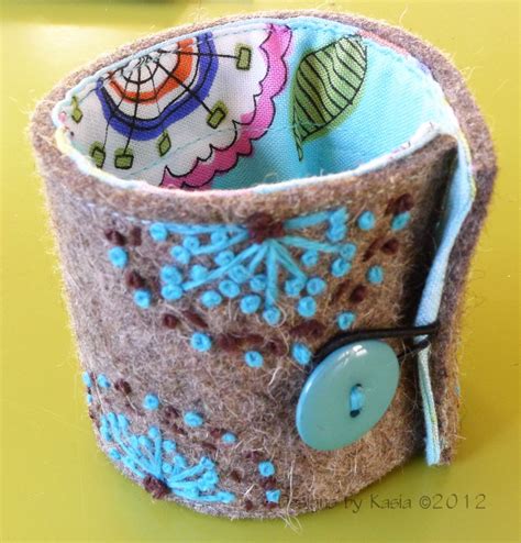 Emboidered Felt Cuff Bracelet Felt Bracelet Fabric Cuff Bracelet