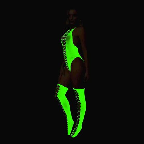 Sexy Cosplay Female Luminous Lingerie Outfit Bodystocking Fetish Exotic Pole Dance Fishnet